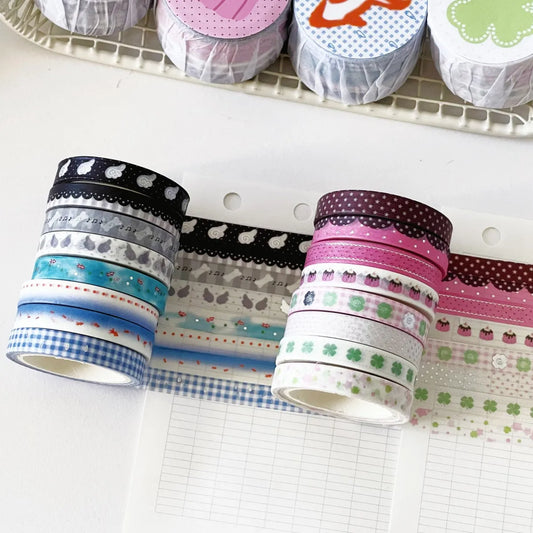Ultra Thin Washi Tape Silver Foil 4Mm Scrapbook Tape Washi Tape Stickers Border Stripes Basic Journal Decor