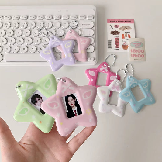 Ins Style Cute Star Shaped 2 Inch Mini Photo Card Holder K-Pop Idol Photo Sticker Holder Goo Card Decoration Holder