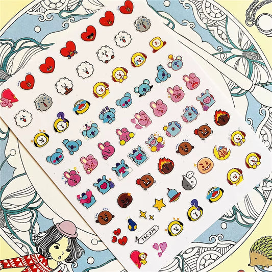 TSC-276 TSC-156 Sweaty Pony Angry Rabbit 3D Back Glue Nail Art Stickers Decals Sliders Nail Ornament Decoration