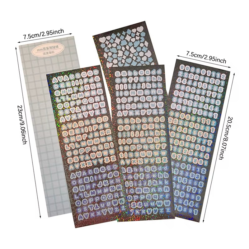 4Sheets/Pack Alphabet Sticker Bling Letter Gift Decorate Photocard Scrapbooking DIY Photo Album Stationery Supplies