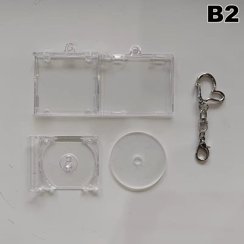 Mini Blank Album CD Case Keychain CD Player Keyring Peripheral Commemorative Album Key Holder for DIY Backpack Pendant