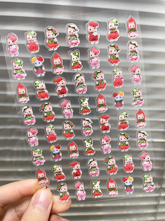 Kawaii Senbel Family Anime Nail Supplies Decals Transparent Waterproof Stationery Sticker Toys for Children Nail Deco Stickers