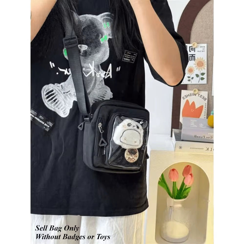 Y2K Mini Itabag Women Korean Casual Crossbody Bags Transparent Pocket Small Shoulder Bag Purses and Phone Ita Bag DIY Bag