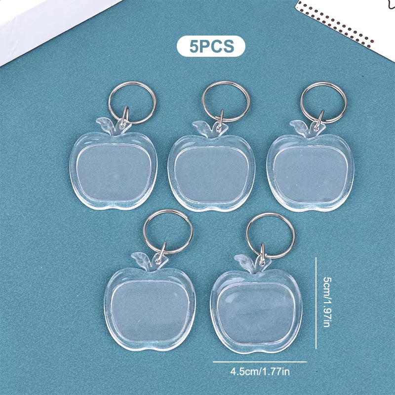 5Pcs Blank Photo Frame Keychain Clear Acrylic Keyring Insert Photo Split Key Pendant DIY Key Holder Couple Anniversary Gifts
