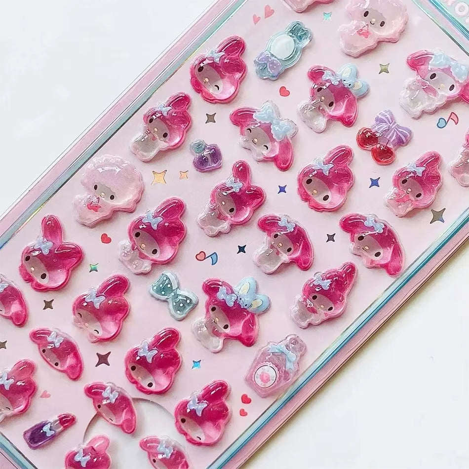 3D Resin Stickers Cute Anime Character Themed DIY Scrapbooking Decoration Gifts Collectible Toys