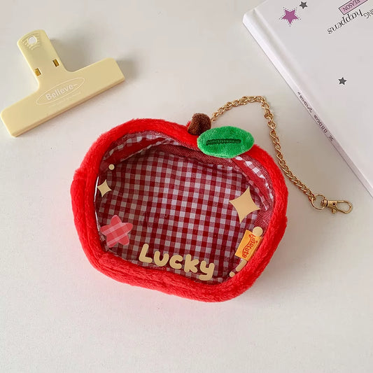 INS Korean Red Apple Bag Pendant Accessories Cute Fashion Transparent PVC Doll Storage Bag Student Backpack Pendant Girls Gifts