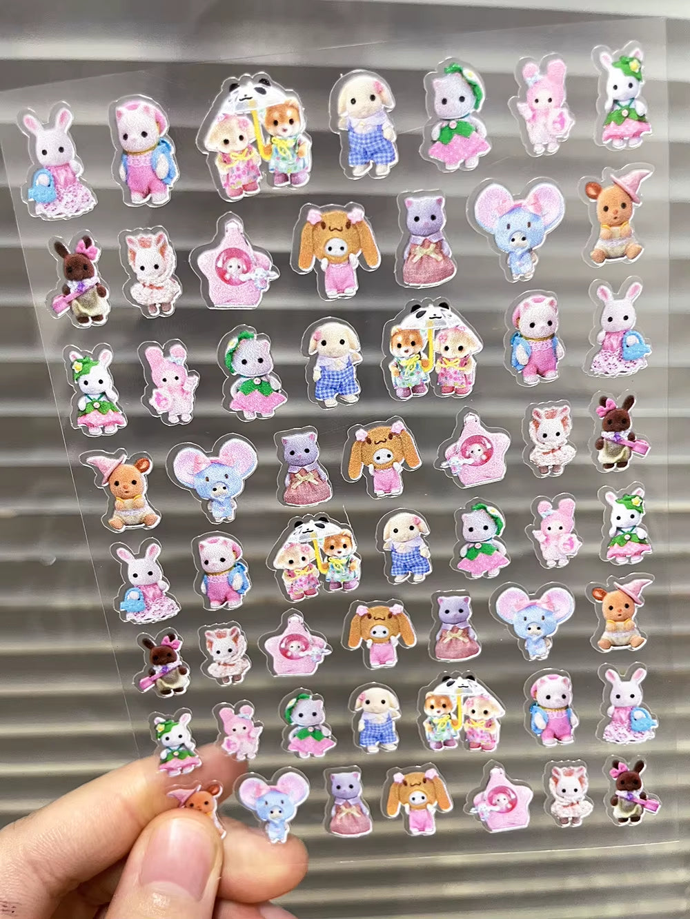 Kawaii Senbel Family Anime Nail Supplies Decals Transparent Waterproof Stationery Sticker Toys for Children Nail Deco Stickers
