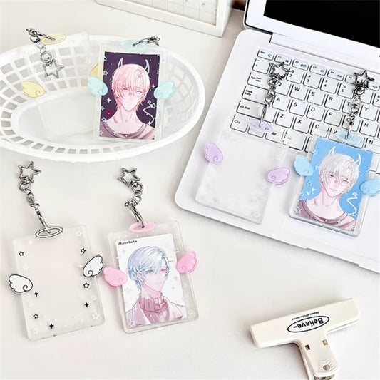 3 Inch Angel Wings Cute Card Holder K-POP Idol Album Postcard Collector Card Organizer Card Holder Photo Card Decoration Pendant