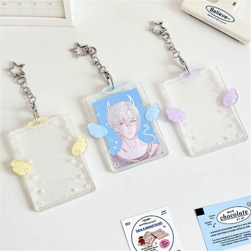 3 Inch Angel Wings Cute Card Holder K-POP Idol Album Postcard Collector Card Organizer Card Holder Photo Card Decoration Pendant