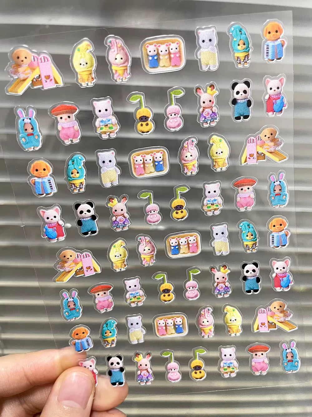 Kawaii Senbel Family Anime Nail Supplies Decals Transparent Waterproof Stationery Sticker Toys for Children Nail Deco Stickers