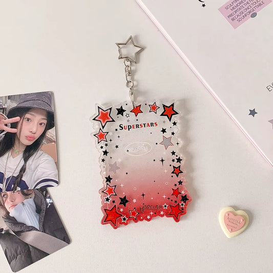 Transparent Star ID Card Holder Cute Girl Photo Card Sleeve Multiuse 3 Inch Card Display Bag Accessory