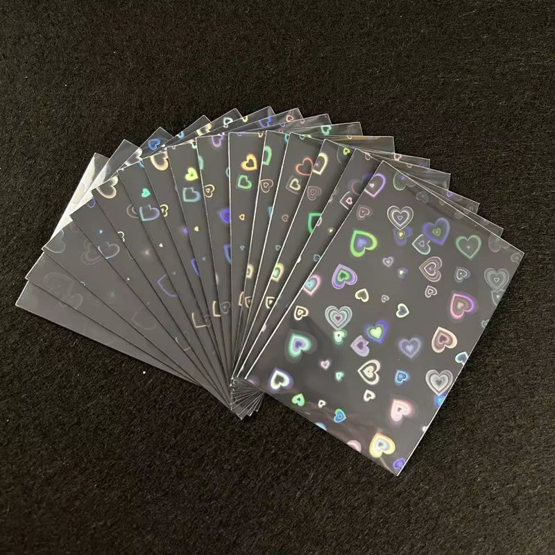 50Pcs Kpop Card Sleeves Card Holder 61*91Mm Heart Bling Photocard Holder Photo Card Films Cards Protector Photo Cards Protective