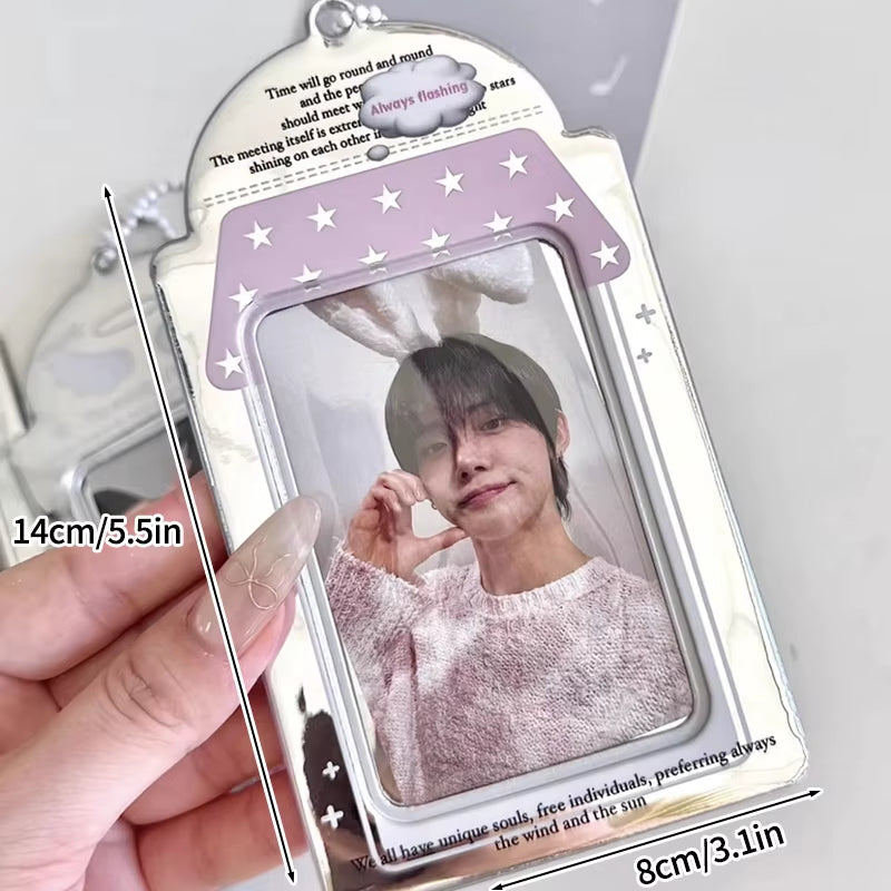 Cute Strawberry Card Holder 3 Inch Sweet Pink Kpop Photocard Holder Idol Photo Card Protective Sleeves Couple Photo Dispaly Case