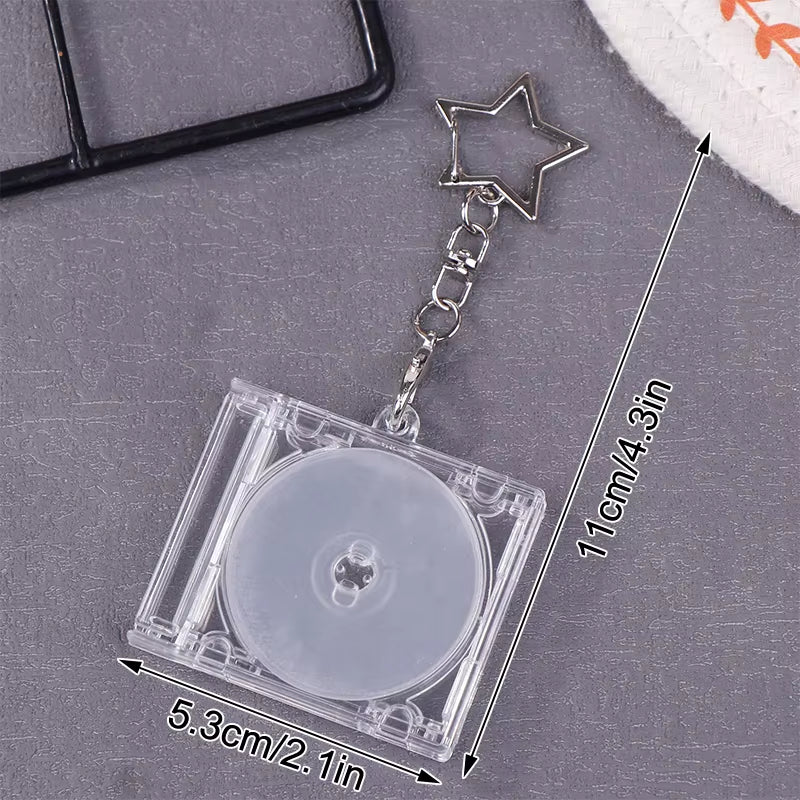 Mini Blank Album CD Case Keychain CD Player Keyring Peripheral Commemorative Album Key Holder for DIY Backpack Pendant