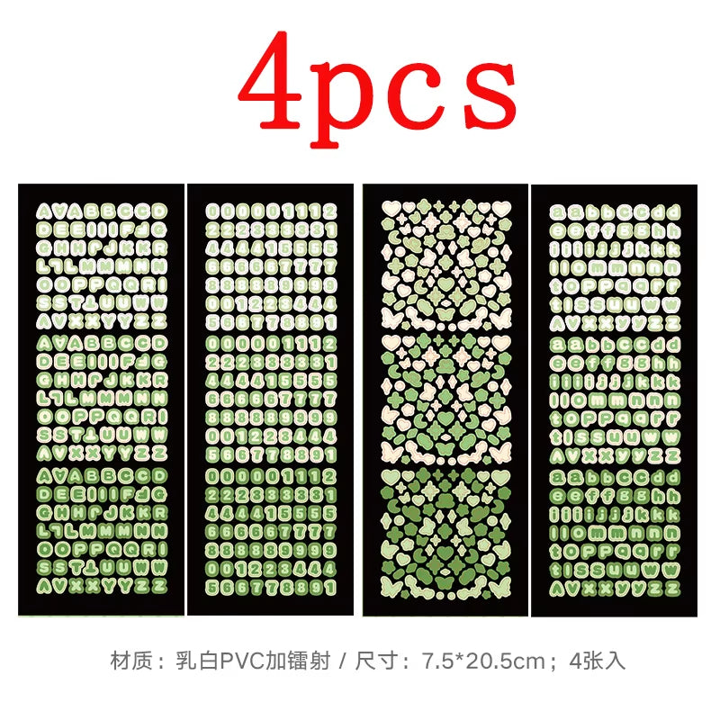 4Sheets/Pack Alphabet Sticker Bling Letter Gift Decorate Photocard Scrapbooking DIY Photo Album Stationery Supplies