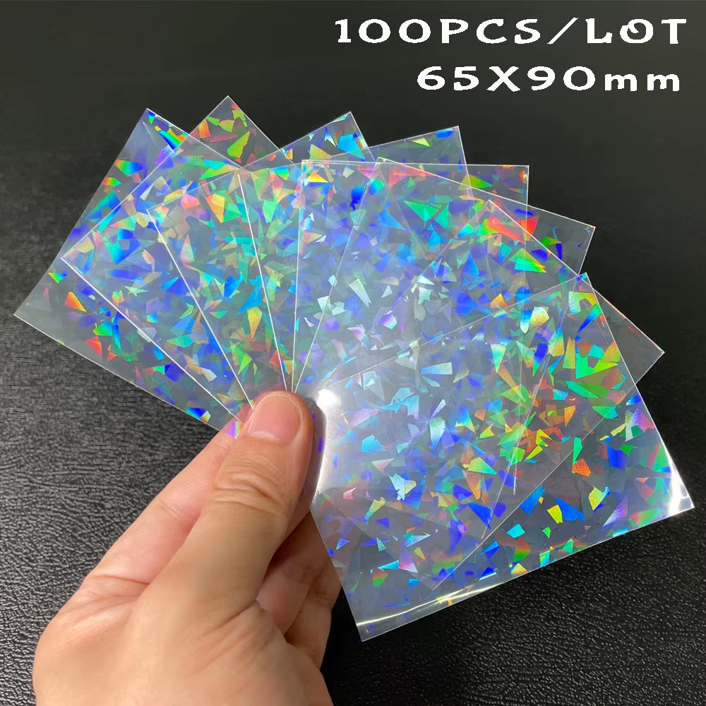 100Pcs Board Game TCG Card Sleeves Sweet Heart Foil Transparent Laser Clear YGO PKM Photo Protector Trading Cards Shield Cover