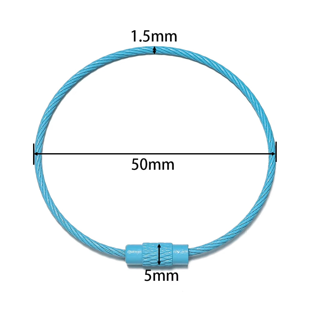 10Pcs/Lot 50Mm Iron Key Ring Colorful Keychain Rings Screw Lock for Jewelry Making Keychain DIY Findings
