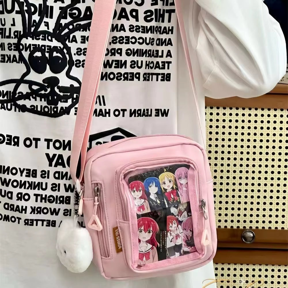Y2K Mini Itabag Women Korean Casual Crossbody Bags Transparent Pocket Small Shoulder Bag Purses and Phone Ita Bag DIY Bag