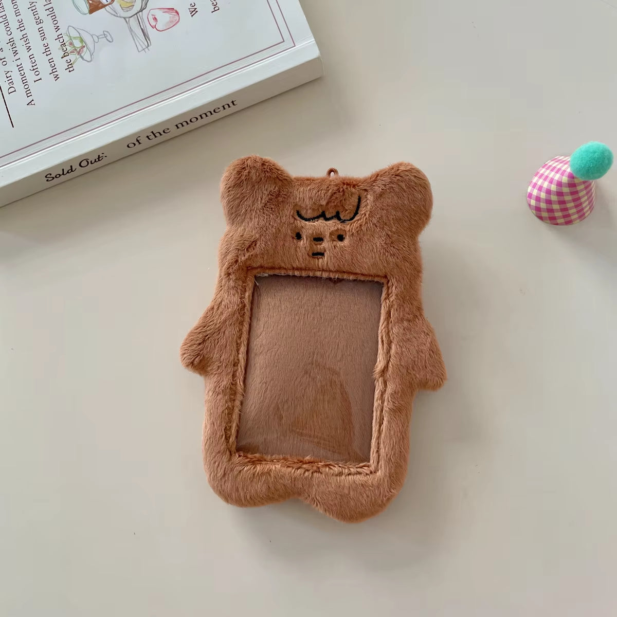 Original Cute Bear and Pink Rabbit Plush Card Holder Set for Korean Ins Polaroid Guka Small Card Display Pendant