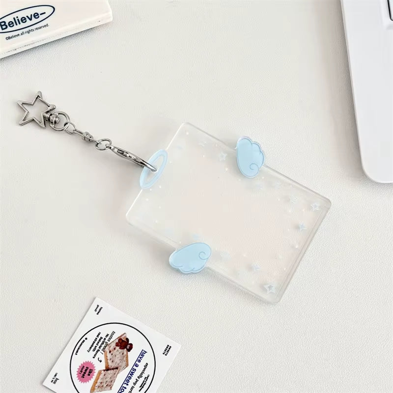 3 Inch Angel Wings Cute Card Holder K-POP Idol Album Postcard Collector Card Organizer Card Holder Photo Card Decoration Pendant