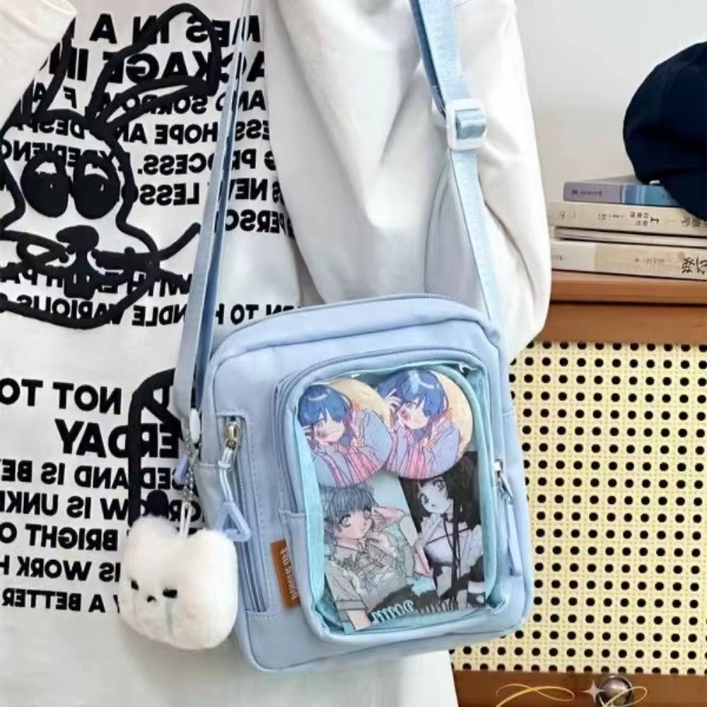 Y2K Mini Itabag Women Korean Casual Crossbody Bags Transparent Pocket Small Shoulder Bag Purses and Phone Ita Bag DIY Bag