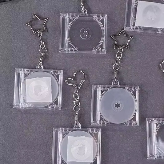 Mini Blank Album CD Case Keychain CD Player Keyring Peripheral Commemorative Album Key Holder for DIY Backpack Pendant