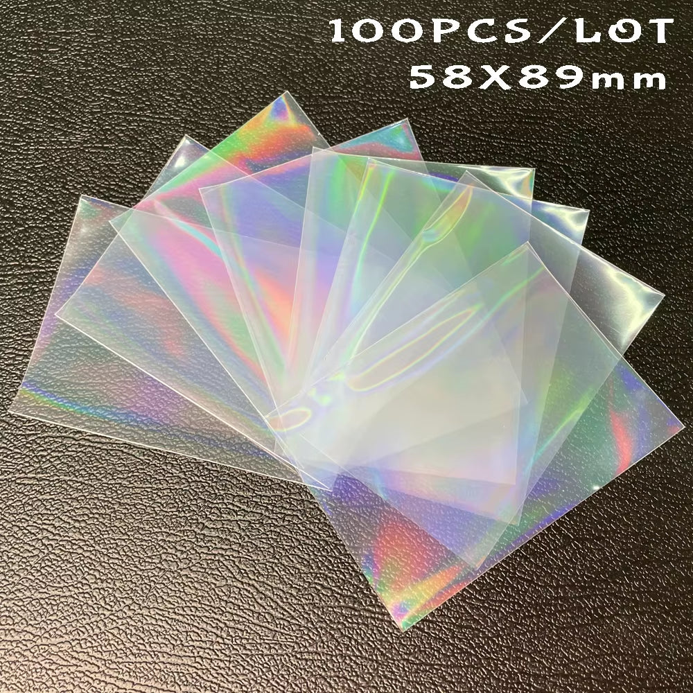100Pcs Board Game TCG Card Sleeves Sweet Heart Foil Transparent Laser Clear YGO PKM Photo Protector Trading Cards Shield Cover
