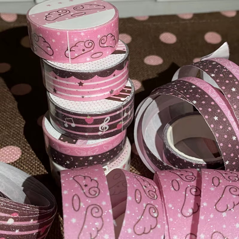 MINKYS New Kawaii Sparkling Love Wing Landscaping Washi Tape Journal DIY Decotative Masking Tapes Stationery