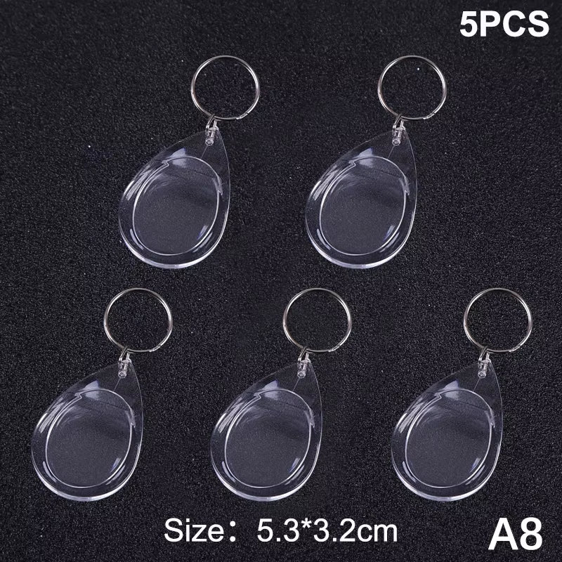 5Pcs Blank Photo Frame Keychain Clear Acrylic Keyring Insert Photo Split Key Pendant DIY Key Holder Couple Anniversary Gifts
