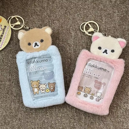 Rilakkuma Japanese Cute Cartoon Student Id Photo Rice Card Protective Cover High Beauty Cartoon Peripheral Card Set Gift