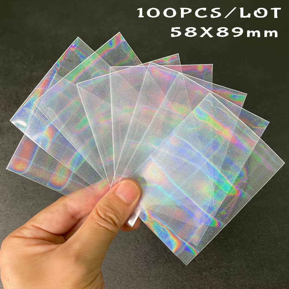 100Pcs Board Game TCG Card Sleeves Sweet Heart Foil Transparent Laser Clear YGO PKM Photo Protector Trading Cards Shield Cover