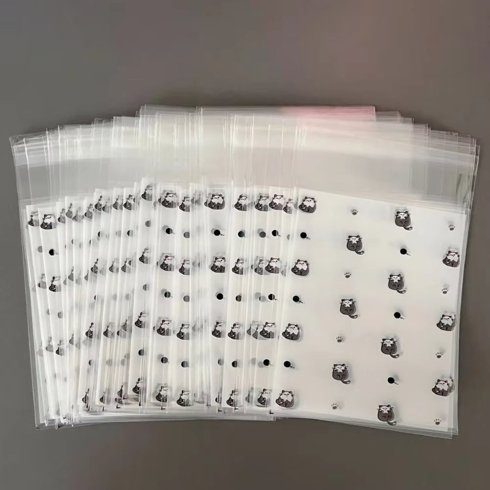 50Pcs Transparent Cute Pattern Self-Adhesive Opp Bag for Kpop Idol Photo Cards Protective Storage Bag Photocard Card Sleeves