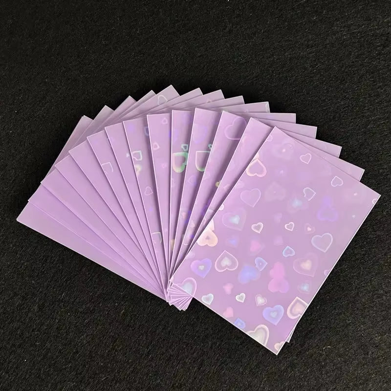 50Pcs Kpop Card Sleeves Card Holder 61*91Mm Heart Bling Photocard Holder Photo Card Films Cards Protector Photo Cards Protective
