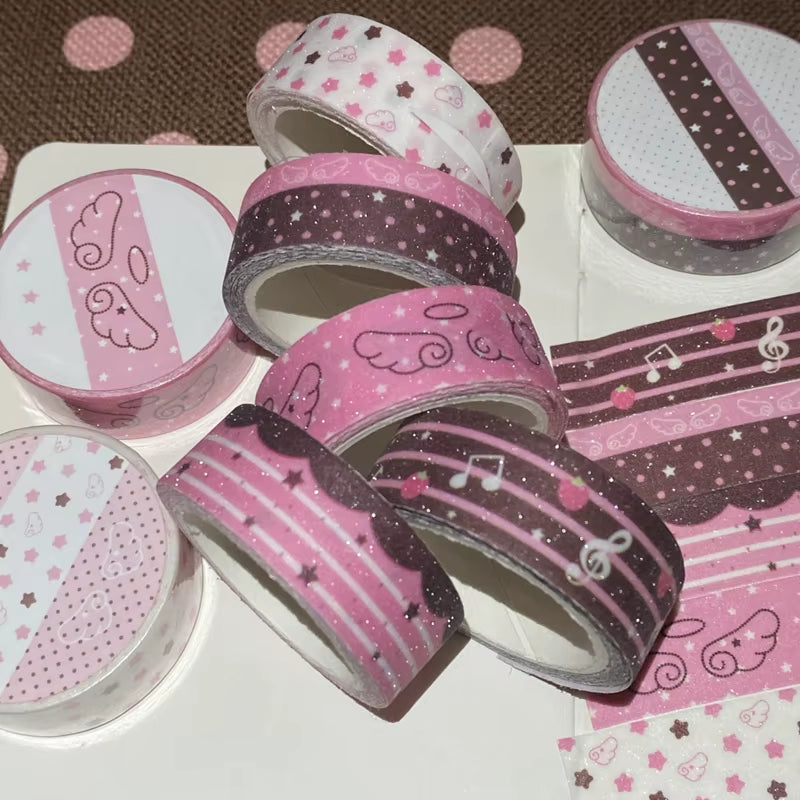 MINKYS New Kawaii Sparkling Love Wing Landscaping Washi Tape Journal DIY Decotative Masking Tapes Stationery