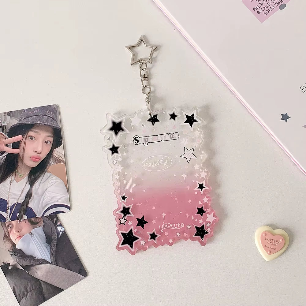 Transparent Star ID Card Holder Cute Girl Photo Card Sleeve Multiuse 3 Inch Card Display Bag Accessory