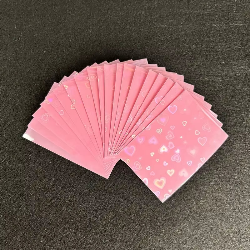 50Pcs Kpop Card Sleeves Card Holder 61*91Mm Heart Bling Photocard Holder Photo Card Films Cards Protector Photo Cards Protective