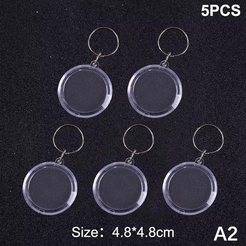 5Pcs Blank Photo Frame Keychain Clear Acrylic Keyring Insert Photo Split Key Pendant DIY Key Holder Couple Anniversary Gifts