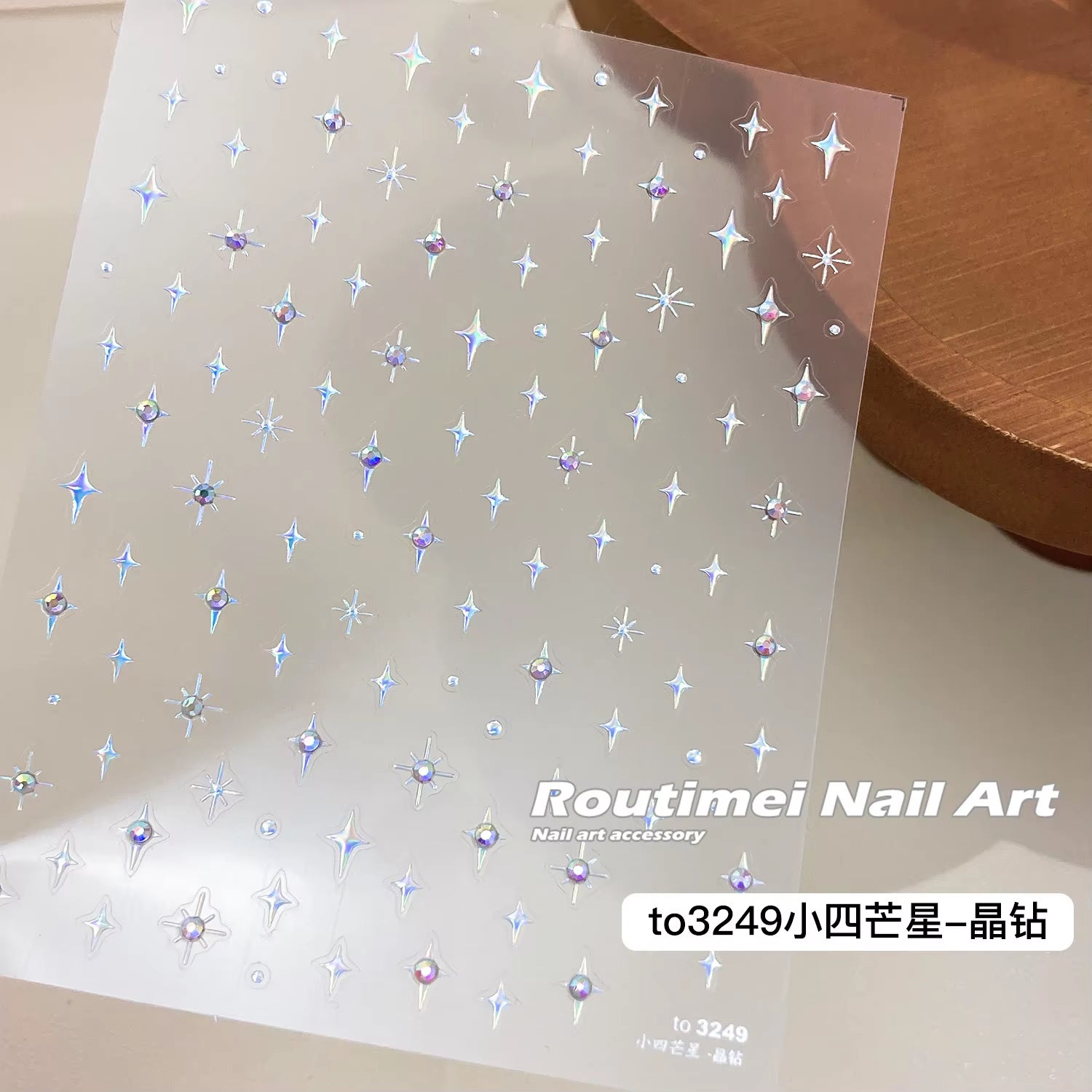 1Pcs 5D Laser Silver Inlaid Diamond Star Nail Art Sticker Four-Pointed Stars Adhesive Relief Slider Y2K Starlight Manicure Decal