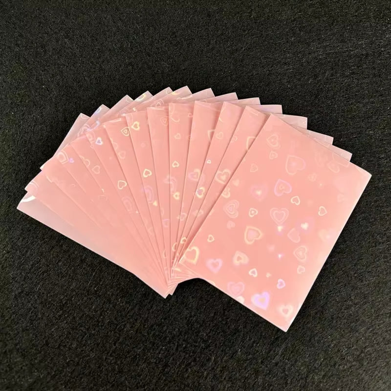 50Pcs Kpop Card Sleeves Card Holder 61*91Mm Heart Bling Photocard Holder Photo Card Films Cards Protector Photo Cards Protective