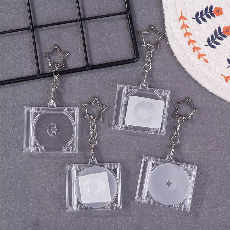 Mini Blank Album CD Case Keychain CD Player Keyring Peripheral Commemorative Album Key Holder for DIY Backpack Pendant