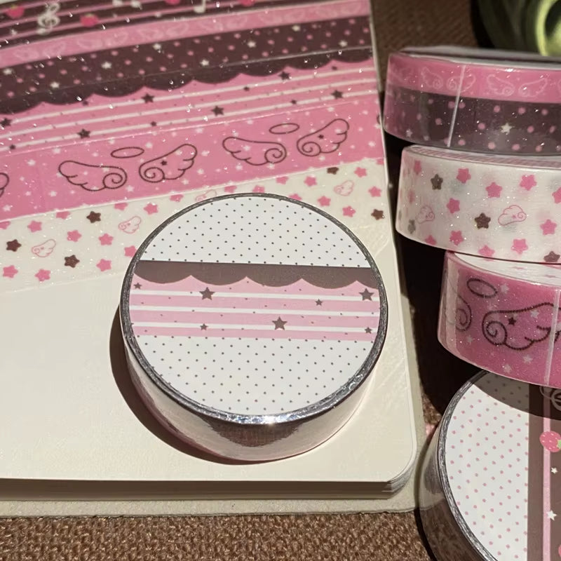 MINKYS New Kawaii Sparkling Love Wing Landscaping Washi Tape Journal DIY Decotative Masking Tapes Stationery