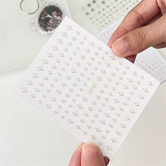 3Pcs Silver Star Stickers DIY Scrapbooking Journal Album Decor Stickers Aesthetic Letters Starburst Stickers Korean Stationery