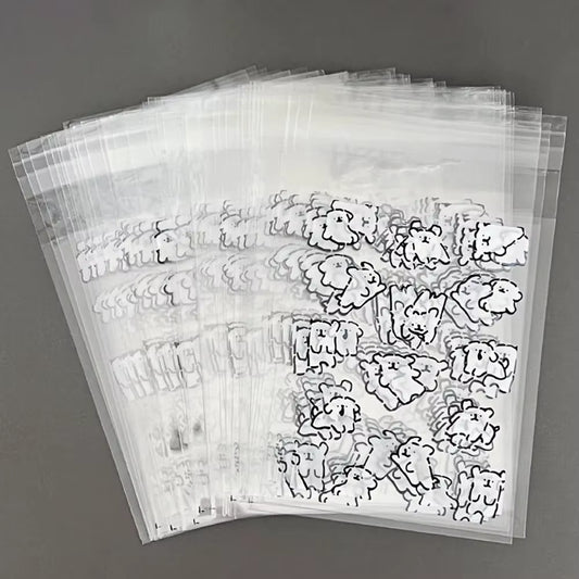50Pcs Transparent Cute Pattern Self-Adhesive Opp Bag for Kpop Idol Photo Cards Protective Storage Bag Photocard Card Sleeves