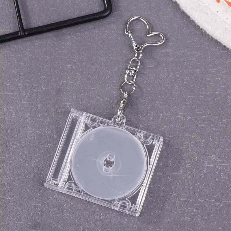 Mini Blank Album CD Case Keychain CD Player Keyring Peripheral Commemorative Album Key Holder for DIY Backpack Pendant