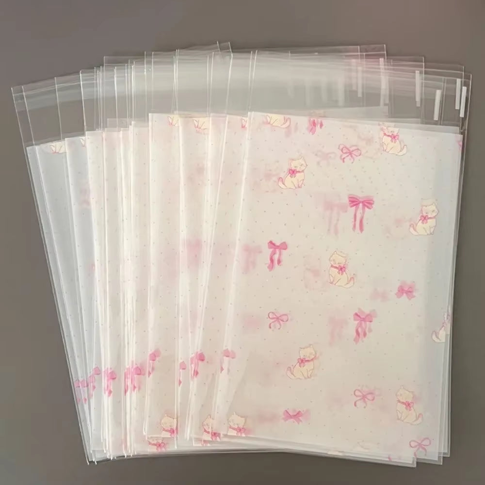 50Pcs Transparent Cute Pattern Self-Adhesive Opp Bag for Kpop Idol Photo Cards Protective Storage Bag Photocard Card Sleeves