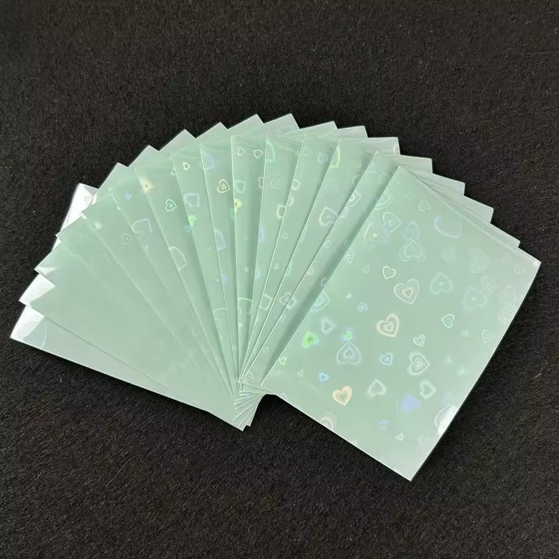 50Pcs Kpop Card Sleeves Card Holder 61*91Mm Heart Bling Photocard Holder Photo Card Films Cards Protector Photo Cards Protective
