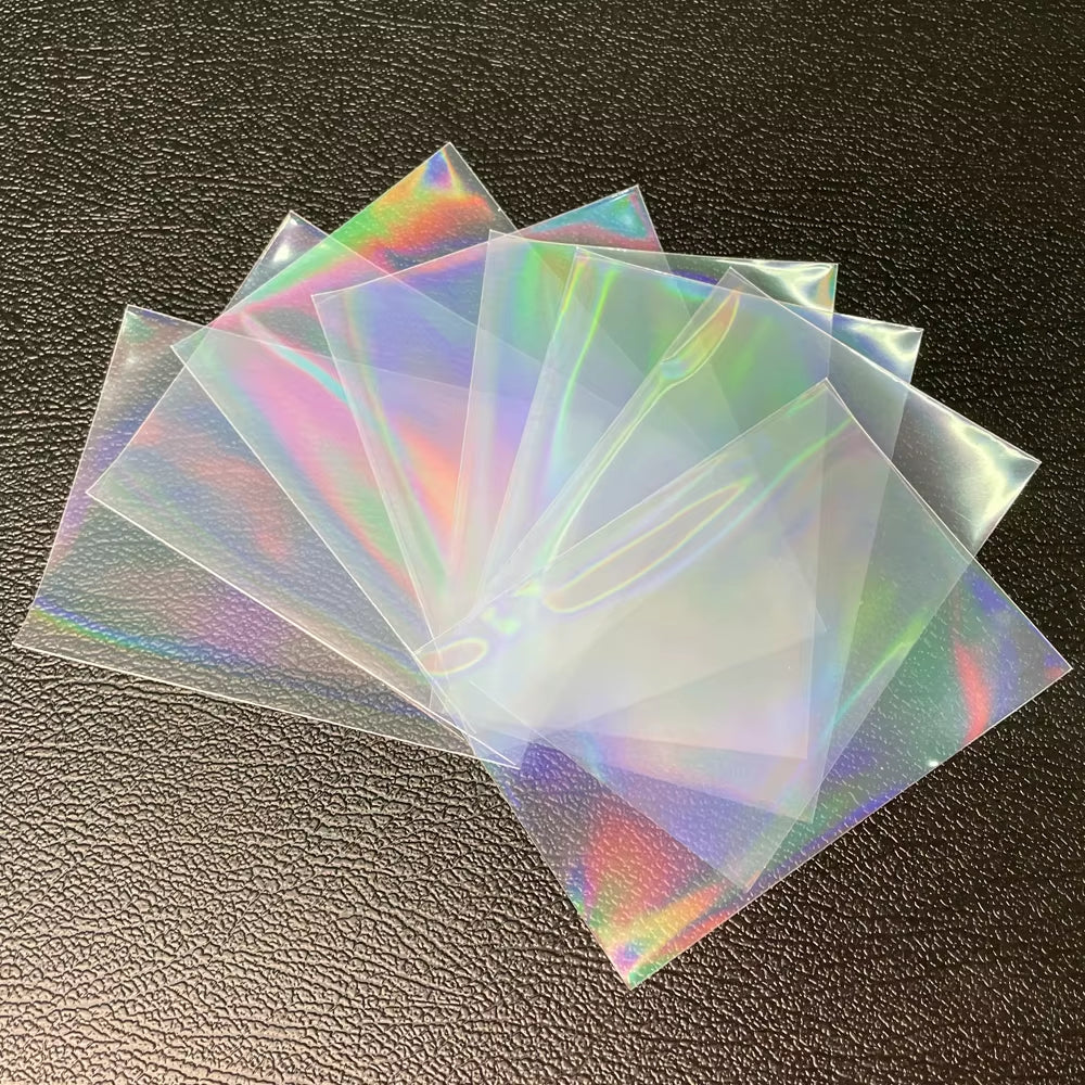 100Pcs Board Game TCG Card Sleeves Sweet Heart Foil Transparent Laser Clear YGO PKM Photo Protector Trading Cards Shield Cover