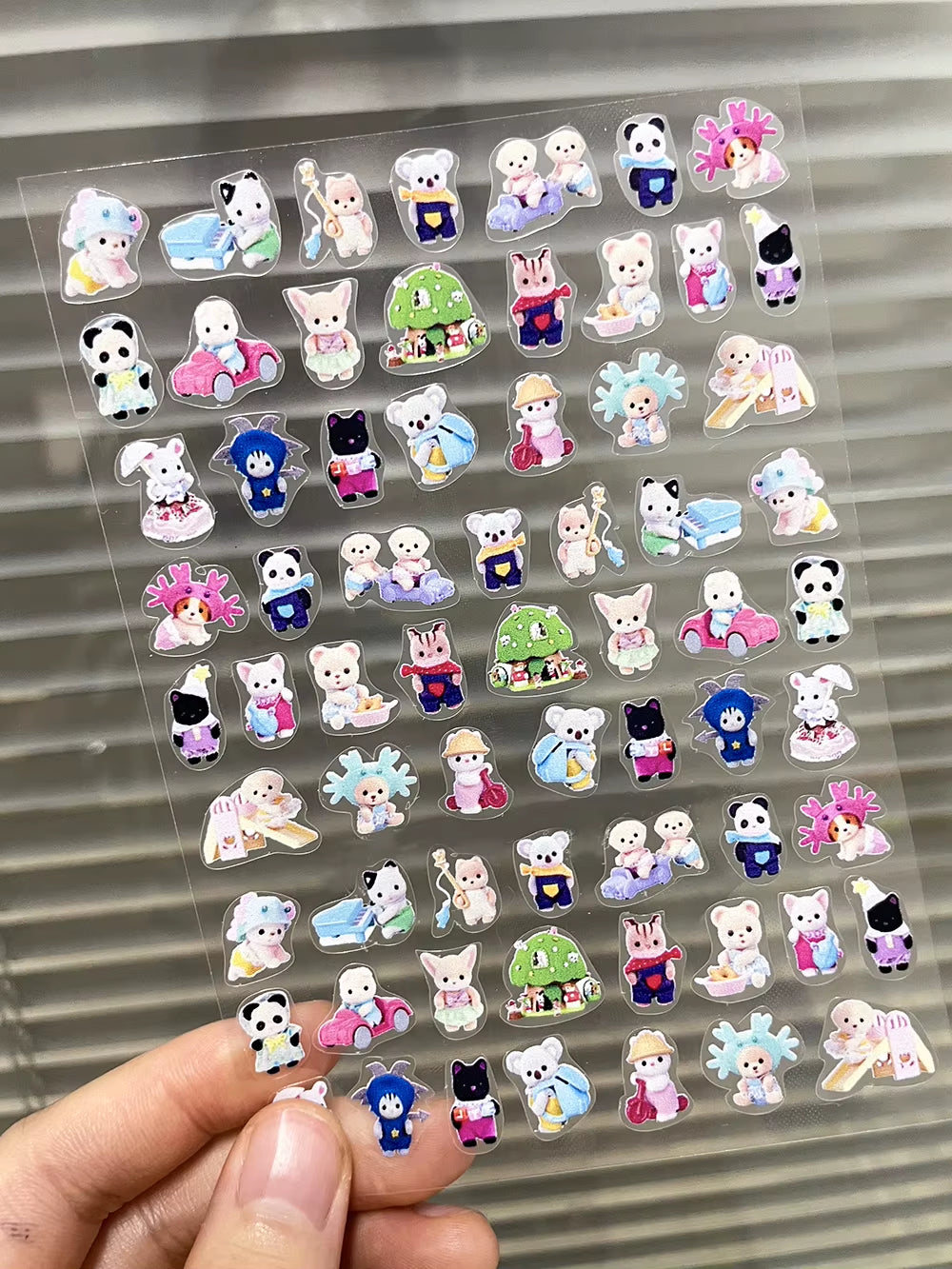 Kawaii Senbel Family Anime Nail Supplies Decals Transparent Waterproof Stationery Sticker Toys for Children Nail Deco Stickers