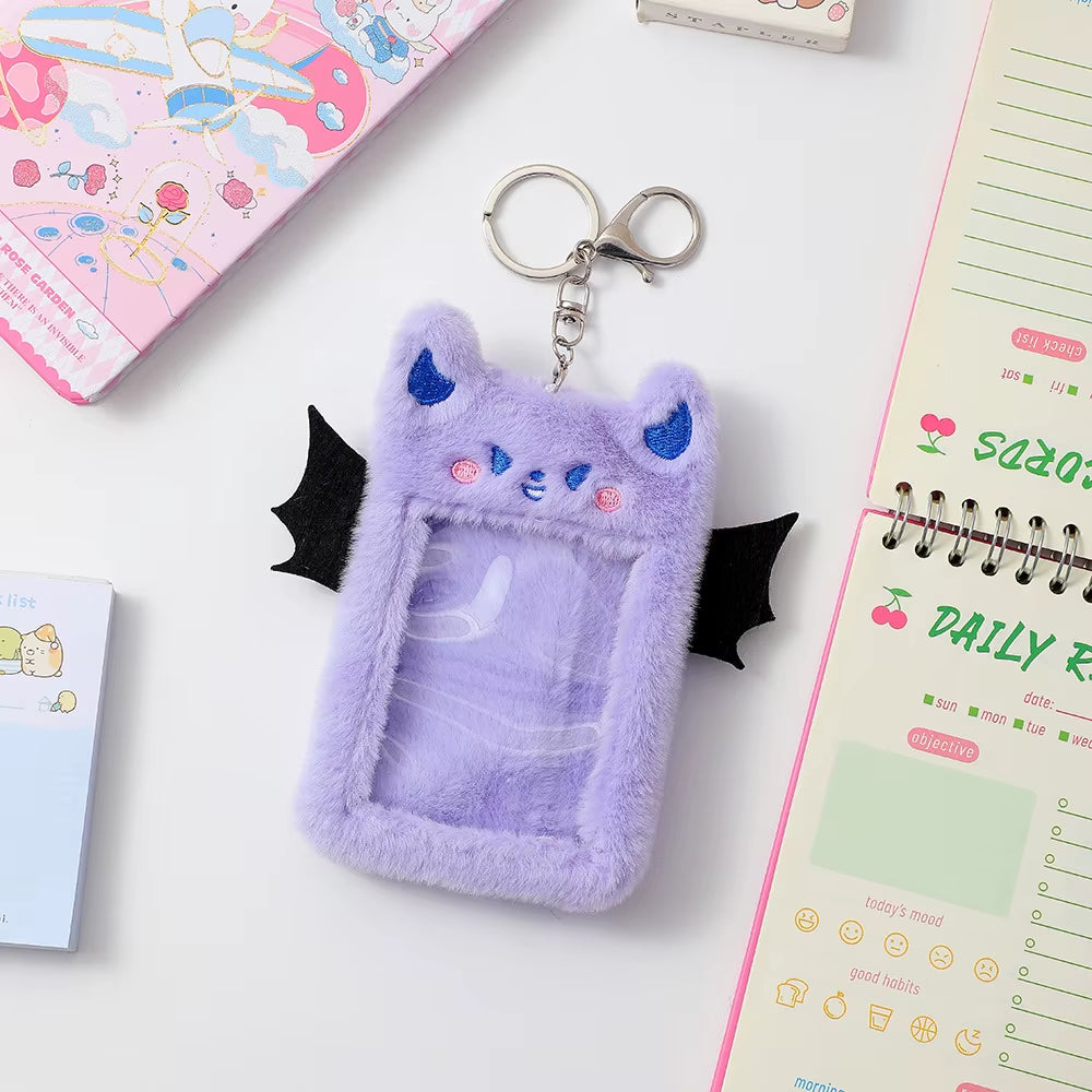 3 Inch Plush Kpop Holder Cute Bear Idol Postcards Storage Card Bag Collect Organizer Schoolbag Pendant