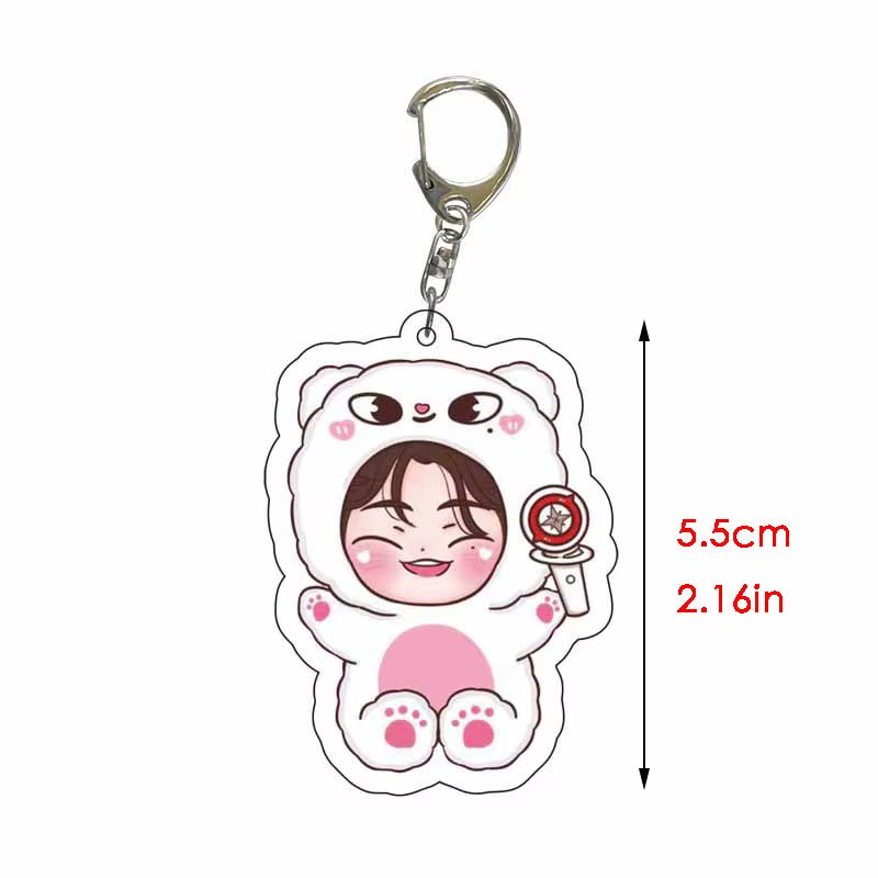 Fanmade, KPOP Idol Inspired! 8Pcs/Set Skzoo Stray Kids Acrylic Keychains Accessories Cute Bag Pendant for Fans Gifts
